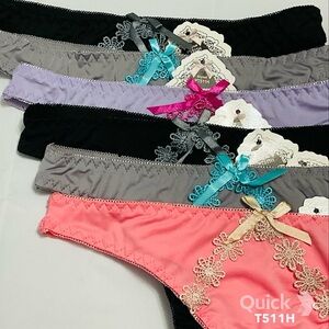 NWT 6 pcs Floral Trim Low-Rise Thongs